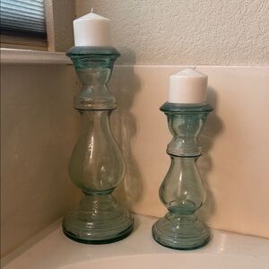 Recycled Glass Candle Holder (set of 2)